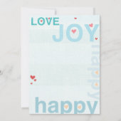 Turquoise Aqua Red Heart Modern Typography Wedding Kaart (Achterkant)