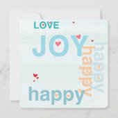 Turquoise Aqua Red Heart Modern Typography Wedding Kaart (Achterkant)