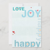 Turquoise Aqua Red Heart Modern Typography Wedding Kaart (Achterkant)