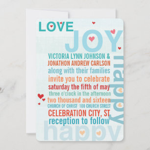 Turquoise Aqua Red Moderne Typografie Love Bird Kaart