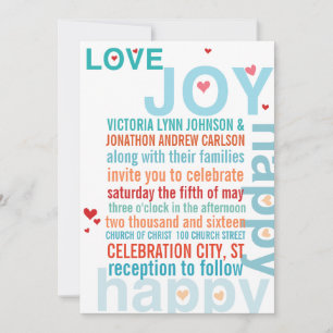 Turquoise Aqua Red Moderne Typografie Love Bird Kaart