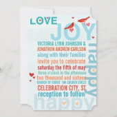 Turquoise Aqua Red Moderne Typografie Love Bird Kaart (Voorkant)