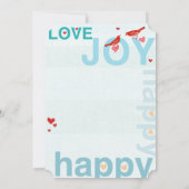 Turquoise Aqua Red Moderne Typografie Love Bird Kaart (Achterkant)