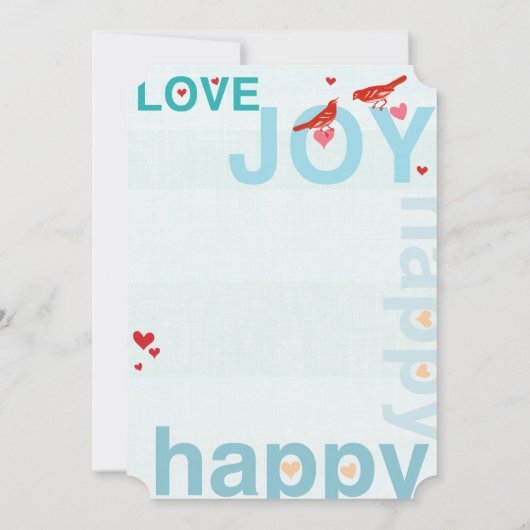 Turquoise Aqua Red Moderne Typografie Love Bird Kaart (Achterkant)