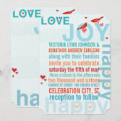 Turquoise Aqua Red Moderne Typografie Love Bird Kaart (Voorkant / Achterkant)