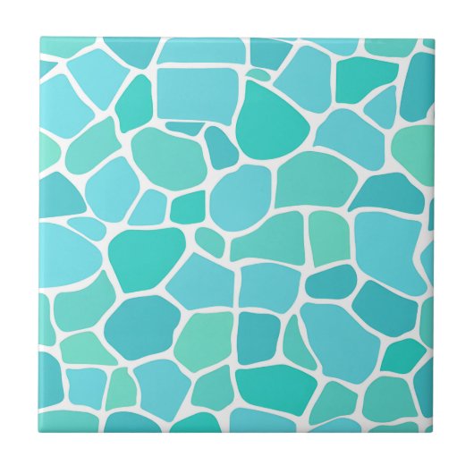Turquoise Aqua Sea Glass Mosaic Pattern Tegeltje (Voorkant)