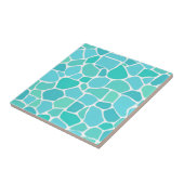 Turquoise Aqua Sea Glass Mosaic Pattern Tegeltje (Zijkant)