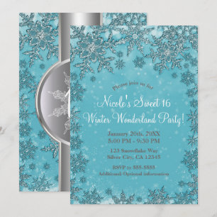 Turquoise aqua sneeuwvlokken Winter Wonderland-fee Kaart