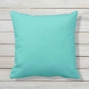 Turquoise Aqua Solid Accent Buitenkussen