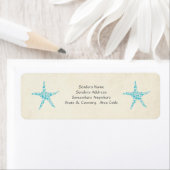 Turquoise Aqua Starfish Kleine Adresetiketten Etiket (Insitu)