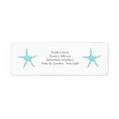 Turquoise Aqua Starfish Kleine Adresetiketten Etiket (Voorkant)