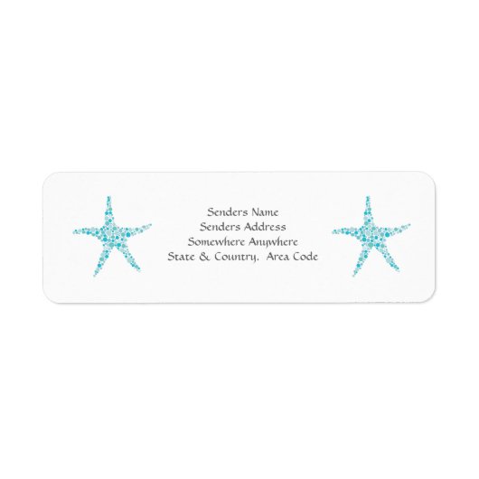 Turquoise Aqua Starfish Kleine Adresetiketten Etiket (Voorkant)