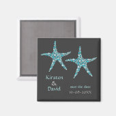Turquoise Aqua Starfish Pair Save the Date Magnet (Voorkant / Achterkant)