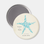 Turquoise Aqua Starfish Save the Date Favor Magnet (Voorkant / Achterkant)