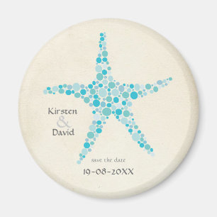 Turquoise Aqua Starfish Save the Date Favor Magnet