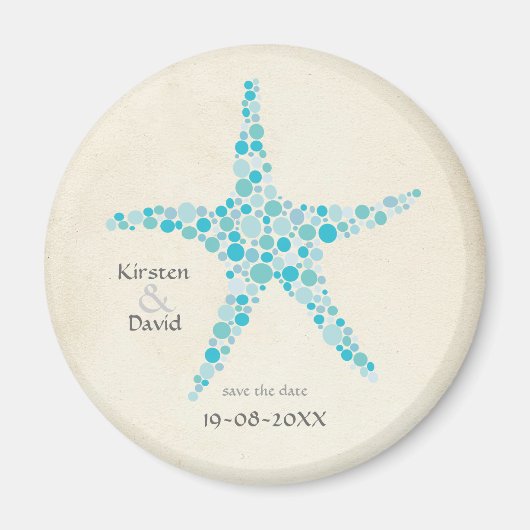 Turquoise Aqua Starfish Save the Date Favor Magnet (Voorkant)