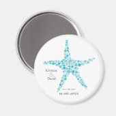 Turquoise Aqua Starfish Save the Date Favor Magnet (Voorkant / Achterkant)