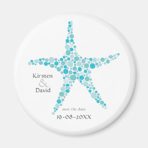 Turquoise Aqua Starfish Save the Date Favor Magnet