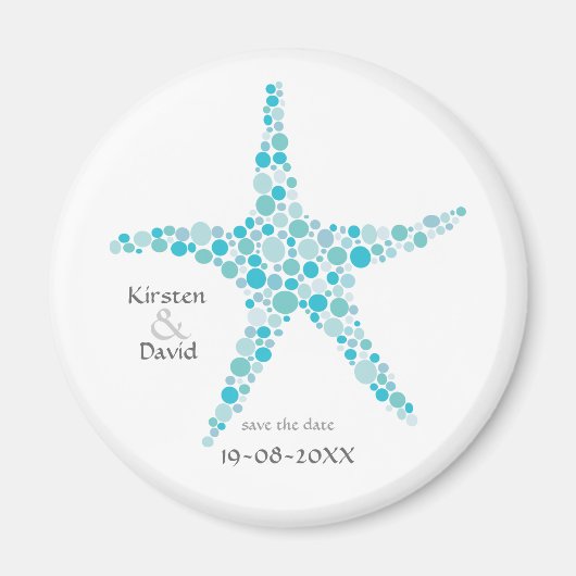 Turquoise Aqua Starfish Save the Date Favor Magnet (Voorkant)
