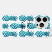 Turquoise Aqua tropische ananas Case-Mate iPhone Case (Achterkant (horizontaal))