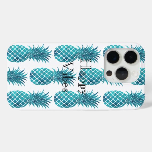 Turquoise Aqua tropische ananas Case-Mate iPhone Case (Achterkant (horizontaal))
