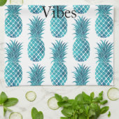 Turquoise Aqua tropische ananas Theedoek (Gevouwen)