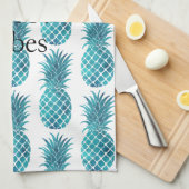 Turquoise Aqua tropische ananas Theedoek (Quarter Fold)