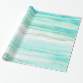 Turquoise Aqua Waves Cadeaupapier (Uitgerold)