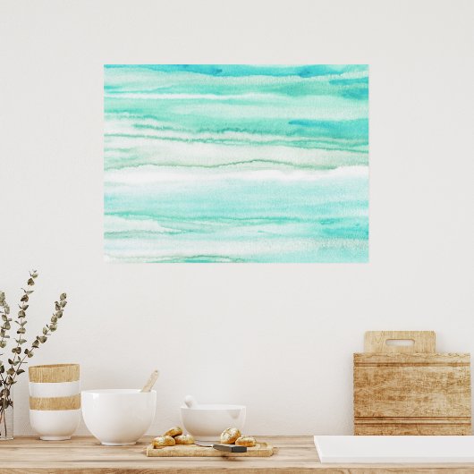 Turquoise Aqua Waves Poster (Keuken)