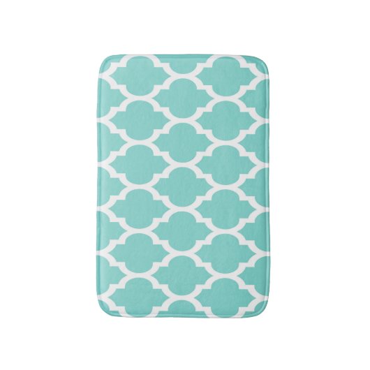 Turquoise Aqua Whit Moroccan Quatrefoil Pattern #4 Badmat (Voorkant Verticaal)