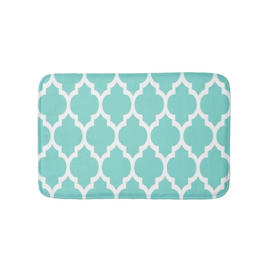 Turquoise Aqua Whit Moroccan Quatrefoil Pattern #4 Badmat (Voorkant)