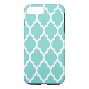 Turquoise Aqua Whit Moroccan Quatrefoil Pattern #4 Case-Mate iPhone Case