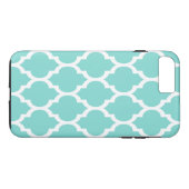 Turquoise Aqua Whit Moroccan Quatrefoil Pattern #4 Case-Mate iPhone Case (Achterkant (Horizontaal))