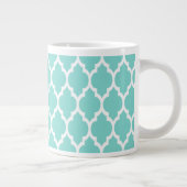 Turquoise Aqua Whit Moroccan Quatrefoil Pattern #4 Grote Koffiekop (Rechts)