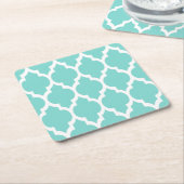Turquoise Aqua Whit Moroccan Quatrefoil Pattern #4 Kartonnen Onderzetters (Schuin)