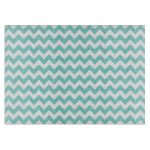 Turquoise Aqua White Chevron Zig Zag Pattern Snijplank