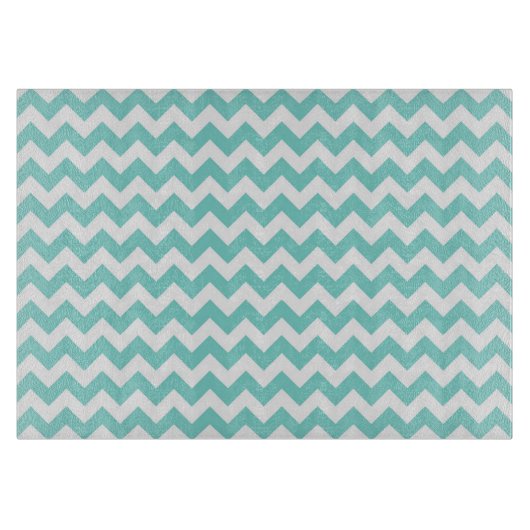 Turquoise Aqua White Chevron Zig Zag Pattern Snijplank (Voorkant)