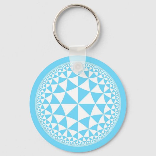 Turquoise Aqua & White driehoek gevuld Mandala Sleutelhanger (Voorkant)