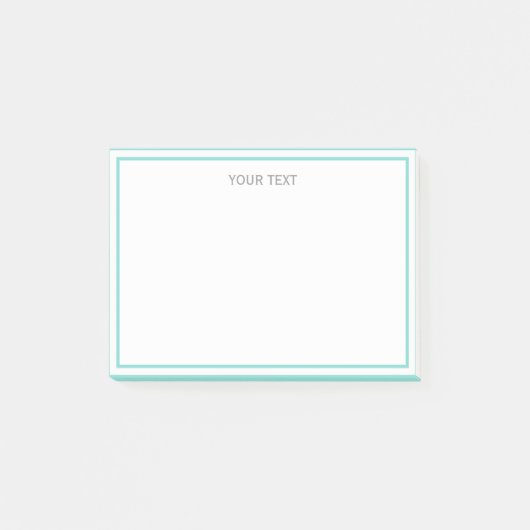 Turquoise Aqua White Ingelijste Naam Monogram Post-it® Notes (Voorkant)
