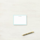 Turquoise Aqua White Ingelijste Naam Monogram Post-it® Notes (Op bureau)
