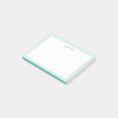 Turquoise Aqua White Ingelijste Naam Monogram Post-it® Notes (Schuin)