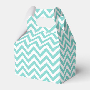 Turquoise Aqua White Large Chevron ZigZag Pattern Bedankdoosjes