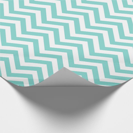 Turquoise Aqua White Large Chevron ZigZag Pattern Cadeaupapier (Hoek)