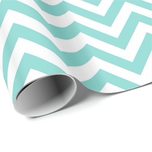 Turquoise Aqua White Large Chevron ZigZag Pattern Cadeaupapier (Rol Hoek)