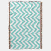 Turquoise Aqua White Large Chevron ZigZag Pattern Deken (Voorkant Verticaal)