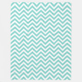 Turquoise Aqua White Large Chevron ZigZag Pattern Fleece Deken (Voorkant)