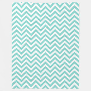 Turquoise Aqua White Large Chevron ZigZag Pattern Fleece Deken