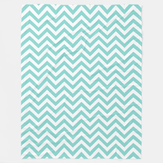 Turquoise Aqua White Large Chevron ZigZag Pattern Fleece Deken (Voorkant)