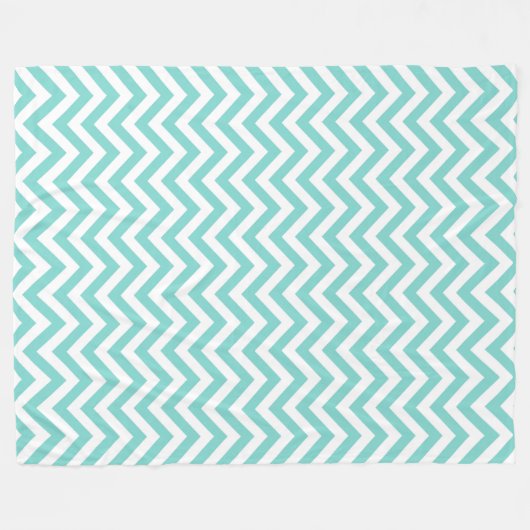 Turquoise Aqua White Large Chevron ZigZag Pattern Fleece Deken (Voorkant (Horizontaal))