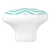 Turquoise Aqua White Large Chevron ZigZag Pattern Keramische Knop (Zijkant)